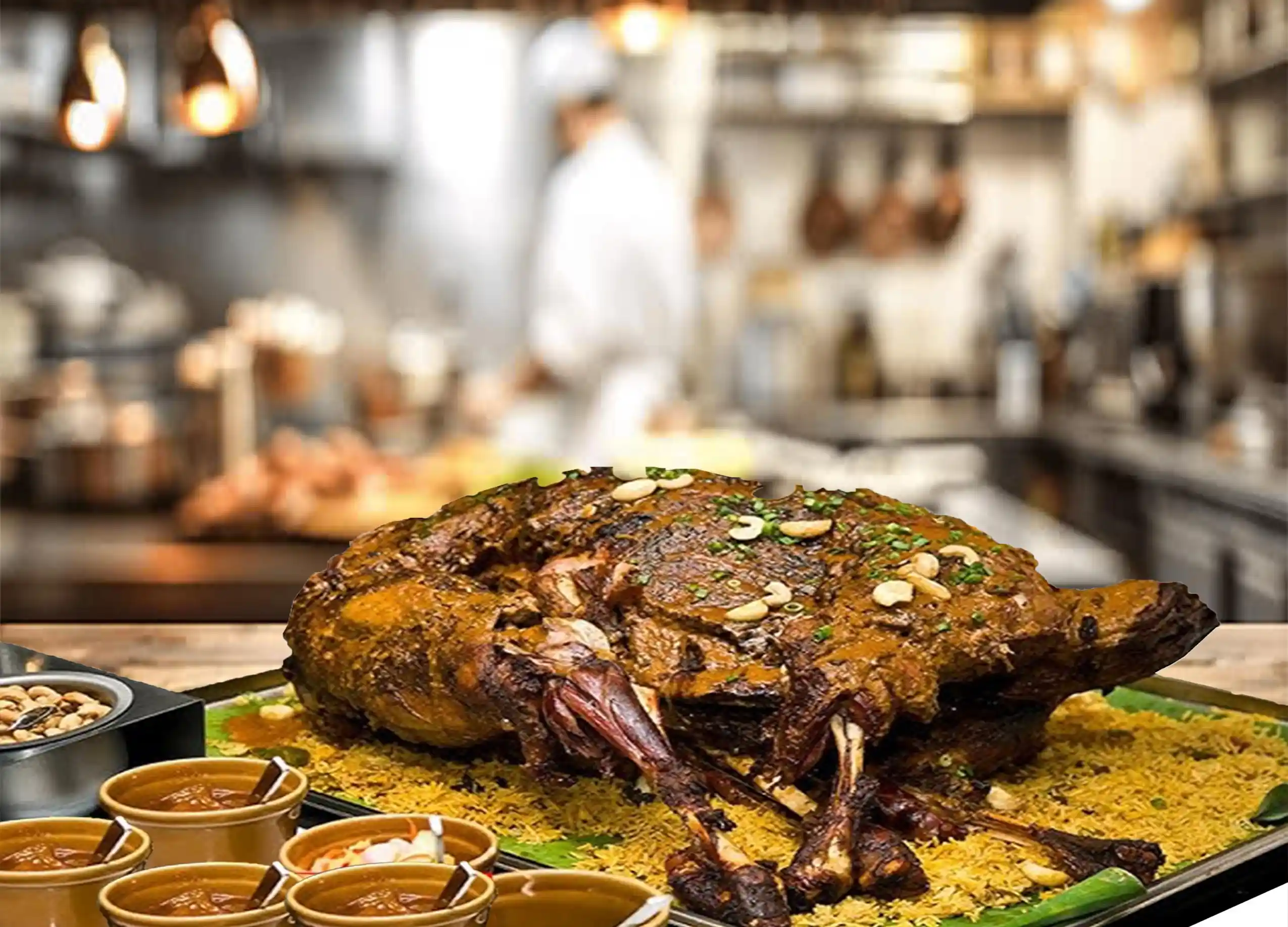 Traditional Afghan Dum Pukht slow cooked meat and rice dish